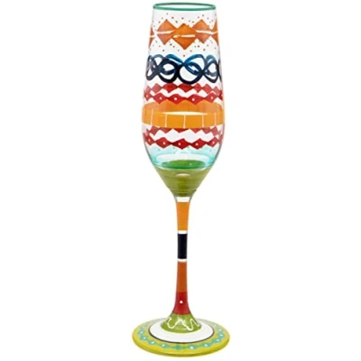 Imagen de Maturi Copa de champán pintada a mano, multicolor, 220 ml, en caja regalo