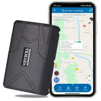Imagen de TKMARS Localizador GPS para Coche,10000mAH Batería IP65 Impermeable Tracker 120 Días de Tiempo en Espera App/SMS Posicionamiento Seguimiento Real Rastreador TK915