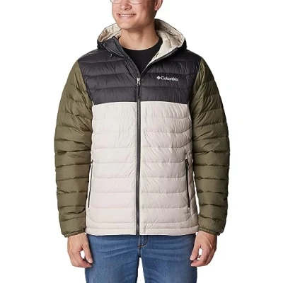 Imagen de Columbia Powder Lite Hooded Jacket Chaqueta, Hombre, Piedra Oscura, tiburón, Verde Piedra, Estandar