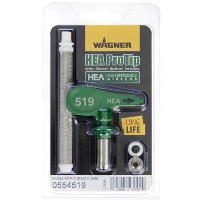 Imagen de WAGNER HEA ProTip boquilla 519, Airless para imprimaciones, barnices, pinturas plásticas, de látex, protección contra la llama y corrosión, &lt; 55% menos niebla pulverización