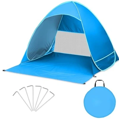 Imagen de BUOAZR Tienda de Playa Pop up 2 4 Personas, Carpa Plegable Portátil Protección Sol Anti UV 50+, Tiendas Campaña 165 x 150 110 cm, Beach Tent para Parque Pescar