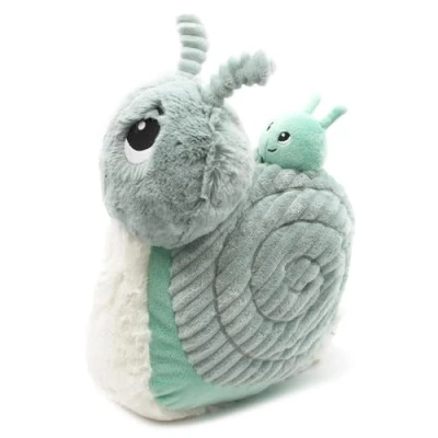 Imagen de Les Déglingos PTITPOTOS Speedou l&#039;Caracol Maman Baby Peluche Totalmente Suave Nacimiento Verde Menta 22 cm