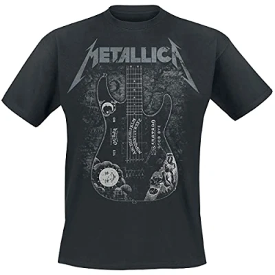 Imagen de Metallica Hammett Ouija Guitar Hombre Camiseta Negro S, 100% algodón, Regular