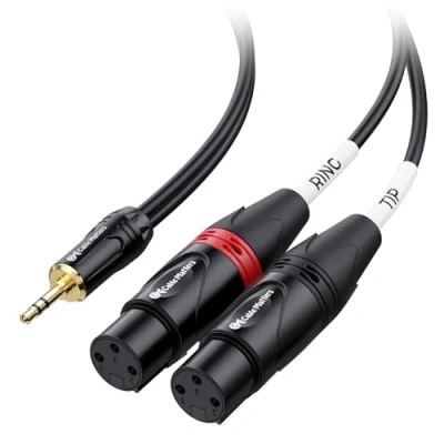 Imagen de Cable Matters 3.5mm TRS to 2 XLR 1.8m, Dual Female Jack Lead, Male Aux Breakout