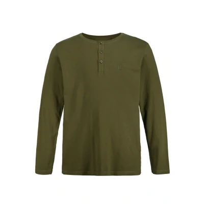 Imagen de JP 1880 Henley, básico, Camiseta, Manga Larga, Tapeta de Botones, hasta la Talla 8 XL Caqui Oscuro 4XL 702555430