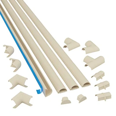 Imagen de D Line Micro+ 2010KIT003, Canaletas adhesivas de PVC para cables, Multipack 4 piezas (20x10 mm) 1 metro longitud en color magnolia, Solución organizar, proteger y cubrir cables