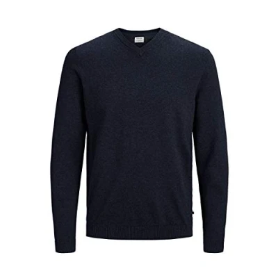 Imagen de Jack &amp; Jones Jersey de Punto para Hombre con Cuello Pico, Azul (Insignia Blue/Twisted with Black)., XS