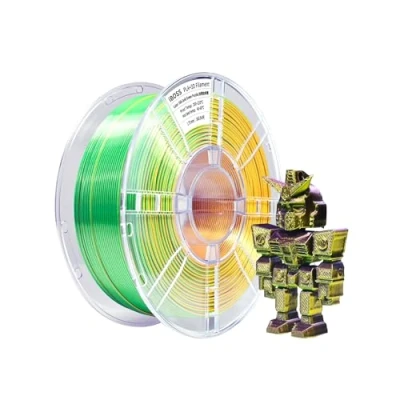 Imagen de iBOSS filamento de seda tres colores PLA + 1,75 mm (± 0,02 mm) para impresora 3D, 1 kg Plus 3D tricolor, se adapta a la mayoría impresoras FDM,