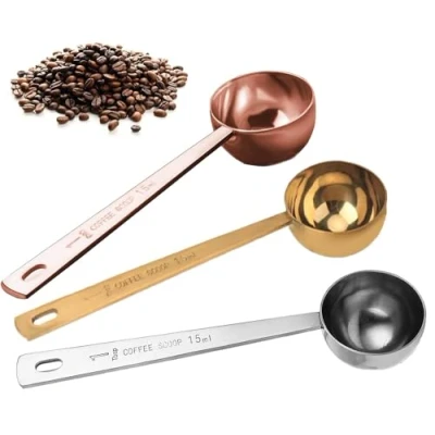 Imagen de 3 Piezas Cucharas Dosificadoras de Café, Café Acero Inoxidable, Reutilizables Cuchara Medidora Mango Largo para en Polvo Frijoles Harina y Proteínas