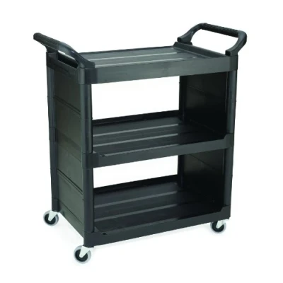 Imagen de Rubbermaid Commercial Products FG342100BLA Carro de Servicio con 3 Estantes (Polietileno), Negro