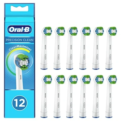 Imagen de Oral B Precision Clean Cabezal de cepillo dientes eléctrico con tecnología CleanMaximiser, removedor exceso placa, paquete 12, color blanco