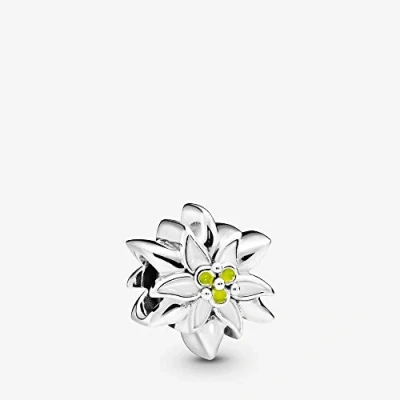 Imagen de Pandora Dije con diseño de Flor las nieves plata ley esmalte blanco y amarillo