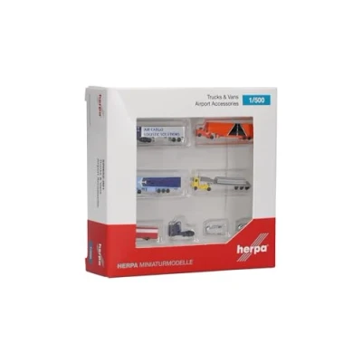 Imagen de herpa Accesorio para Camiones y Furgonetas, Set de Accesorios Aeropuerto a Escala 1:500, Coches en Miniatura, Trenes, Modelo plástico.