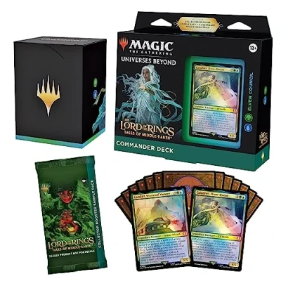 Imagen de Magic: the Gathering Lord of Rings: Tales Middle earth Commander Deck Elven Council (100 Card Deck, 2 Collector Booster Sample Pack + Accessories) (Versión en Inglés)