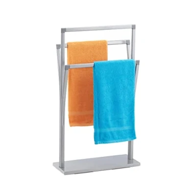 Imagen de Relaxdays Portatoallas de Pie Triple, Toallero, 86,5 x 50 20 cm, Soporte Toallas para Ducha, Baño y Aseo, Plateado, Hierro
