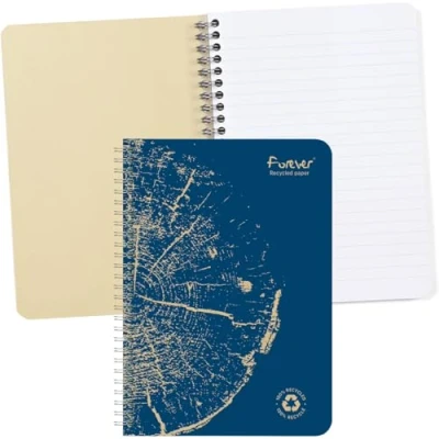 Imagen de Clairefontaine Forever 68416C Cuaderno de espiral (100% reciclado, una marca Clairefontaine, A5, 14, 8 x 21 cm, 120 páginas, rayas, papel 90 g, tapa tarjeta reciclada, color blanco