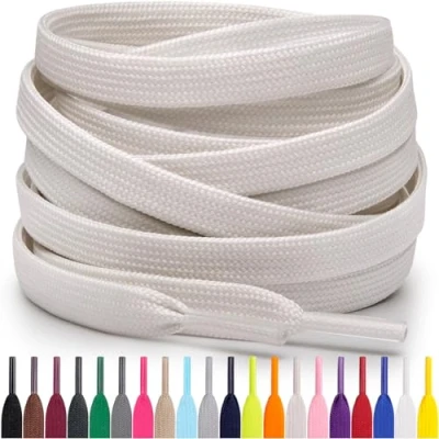 Imagen de Miscly Cordones Planos para Zapatillas, Disponibles en Varias Tallas y Colores (Blanco Roto, 114 cm)