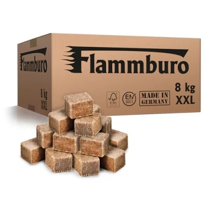 Imagen de FLAMMBURO (8 kg) Eco Cubos Encendedor de Fabricante alemán, Barbacoa, Chimenea, Estufa, Encendedor, Lana Made in Germany