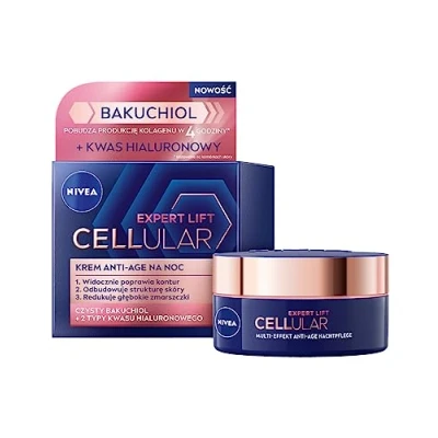 Imagen de NIVEA Cellular Expert Lift Multi Efecto Cuidado de Noche Anti Age, Crema hidratante para una Piel más joven, Facial Age con Ácido Hialurónico