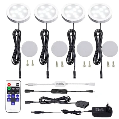 Imagen de AIBOO juego completo de 6 luces LED para armarios (bajo armario, incluye 1 bombilla, iluminación vitrinas, la parte inferior del mueble, todos los accesorios) 12.00W, 12.00V