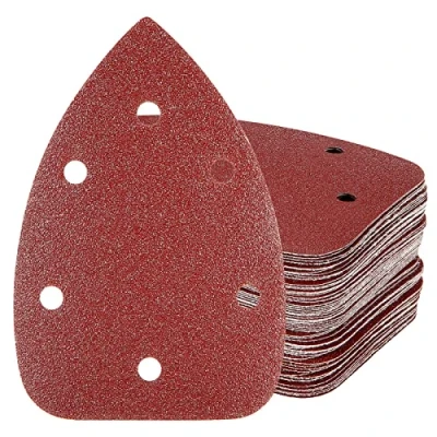 Imagen de HYCHIKA 60 almohadillas de lijado, 6 agujeros gancho y bucle grano 60/80/100/120/180/240 para lijadora ratón 200 W (número modelo: FL118A)