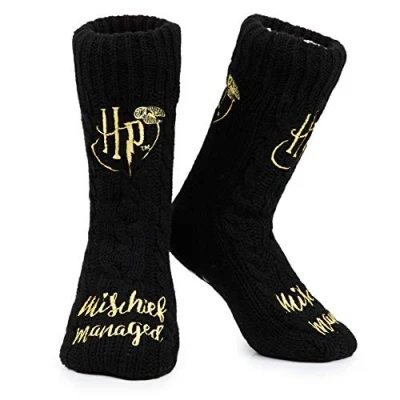 Imagen de Harry Potter Calcetines Antideslizantes Mujer y Adolescente, de Invierno (Negro)
