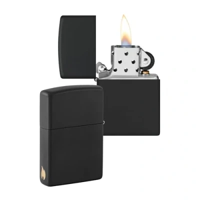 Imagen de Zippo Diseño con Llama de Black Matte Laser Engrave Mechero, rellenable, en una Caja Regalo halta Calidad