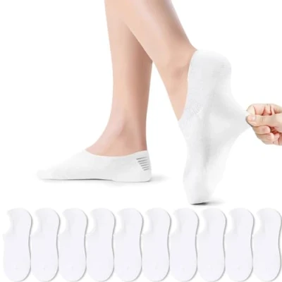 Imagen de PAUNEW Calcetines Cortos Mujer Tobilleros Blanco Invisibles Algodon Silicona Antideslizante Verano 35 38 Hombre 10 Pares