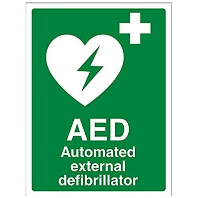 Imagen de vsafety 31033 an s &quot;AED AUTOMATED EXTERNAL desfibrilador&quot; primeros auxilios General señal, autoadhesivos, vertical, 150 mm x 200 mm), color verde