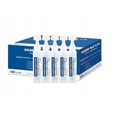 Imagen de 100 x 5ml NaCl isotónico estéril 0,9% cloruro de sodio solución salina inhalación para humificación las vías respiratorias 5 ml vial dosis unitaria