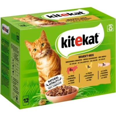 Imagen de KITEKAT Bolsa de porciones Multipack Mercado Mix en gelatina 12 x 85 g