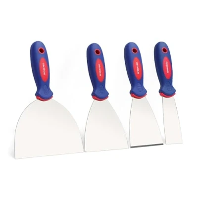 Imagen de WORKRPO 4 piezas Juego de Espátulas Masilla, Espátula Acero Inoxidable en Formas 38 mm, 76 100 150 para Pintura