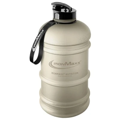 Imagen de IronMaxx Water Gallon Matt Sandstone Beige 2200ml Botella de agua 2,2 L sin BPA/DEHP Tapa hermética y escala graduada Color según modelo Ideal para deporte, gimnasio, oficina uso diario