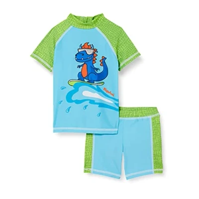 Imagen de Playshoes Bade Set Dino Juego de Camisa para Nadar, Blau/grün, 74/80 Unisex niños