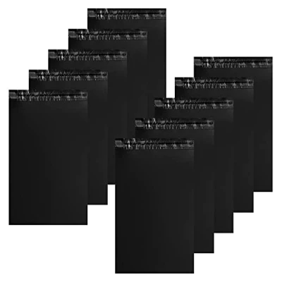 Imagen de 10 sobres de plástico negros, opacos, bolsas envío, 25 x 35 cm, resistente, resistente a las manipulaciones e impermeable