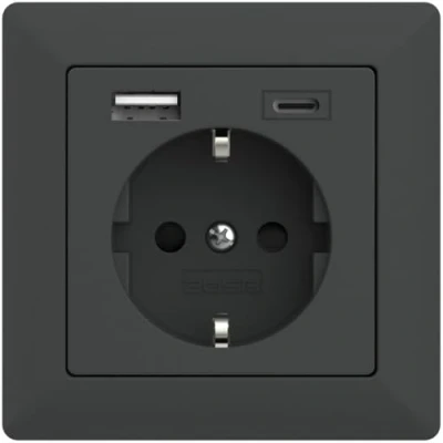 Imagen de 2USB inChargePRO USB AC toma de corriente 15W 3A Antracita