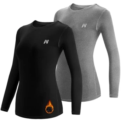 Imagen de MEETWEE Camiseta Térmica Mujer, Ropa Interior de Compresión Manga Larga Esquí Funcional Thermal Baselayer para Transpirable, cálida y Secado rápido