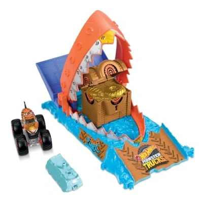 Imagen de Hot Wheels Monster Trucks Arena Smashers Mordisco del Tiburón Pista para Coches de Juguete con 1 vehículo Tiger Shark, +3 años (Mattel HTP17)