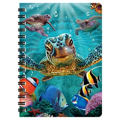 Imagen de 3D LiveLife Libreta Burbujitas de Deluxebase. pequeña A6 espiral, lenticular tortuga marina y hojas lisas recicladas. Ilustraciones con licencia del reconocido artista Steve Sundram