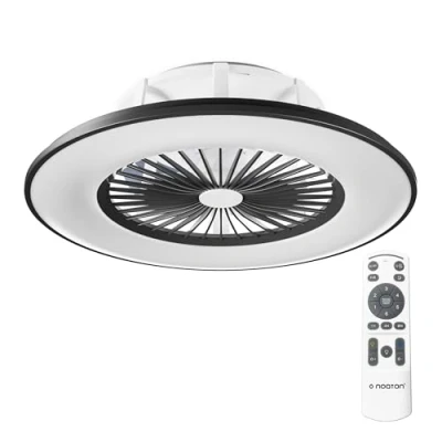 Imagen de Noaton 11056BR Vega, Ventilador de techo con luz, Mando a distancia, Atenuación LED, 3 temperaturas color ajustables, Temporizador, Flujo aire hasta 45 m3/min, Ø56cm (Negro)
