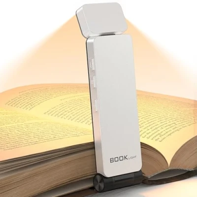 Imagen de maxtachi Luz de Lectura, LED Lectura Libros Cama USB Recargable, 3 Colores y Niveles Brillos Continuamente Ajustables, Protección Ocular, Lampara Regalo para los Amantes del Libro