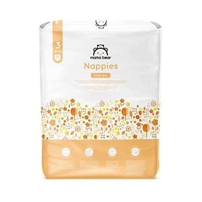 Imagen de Marca Amazon Mama Bear Pañales ultra secos, Talla 3 (4 9 kg), Con canales, Bianco, 86 Unidad (1 Paquetes de 86) Nueva versión