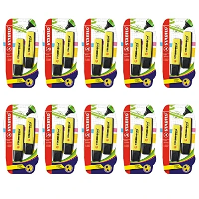 Imagen de STABILO Boss Original Rotuladores fluorescentes (10 unidades, 2 unidades), color amarillo