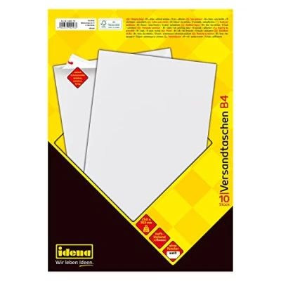 Imagen de Idena 10243 Sobre postal DIN B4, 100 g/m², sensible a la presión, sin ventana, blanco, 10 unidades