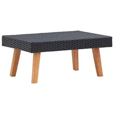 Imagen de vidaXL Mesa de Centro Jardín Patio Auxiliar Consola Mesita Salón Lateral Té Café Sofá Hogar Sala Estar Ratán Sintético Negro