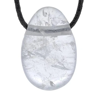 Imagen de Lebensquelle Plus colgante de gota cristal roca Piedra tambor perforada con correa cuero piedras preciosas, semipreciosa, cuarzo