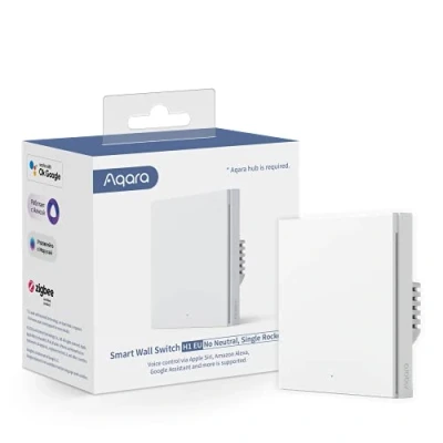 Imagen de AQARA Interruptor Inteligente de Pared H1 EU (Sin neutro, Pulsador simple), Requiere HUB, Zigbee 3.0, Mando a Distancia, Compatible con Alexa, HomeKit, Google Assistant e IFTTT