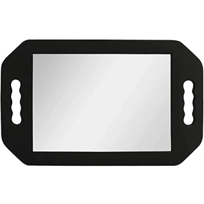 Imagen de Espejo de espuma peluquería con doble asa ligero mano negro para peluqueros y peluquerías retrovisor cortes pelo