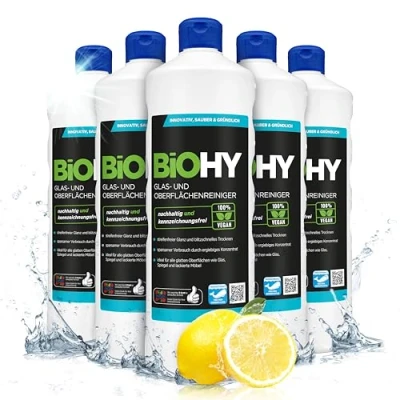 Imagen de BiOHY Limpiacristales profesional (6 botellas de 1 litro) Limpiador concentrado vidrios, para ventanas Limpieza optima y espejos (Fensterreiniger)
