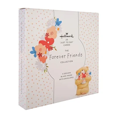 Imagen de Hallmark Tarjetas con texto en inglés Just To Say, paquete múltiple de 20 4 diseños Forever Friends
